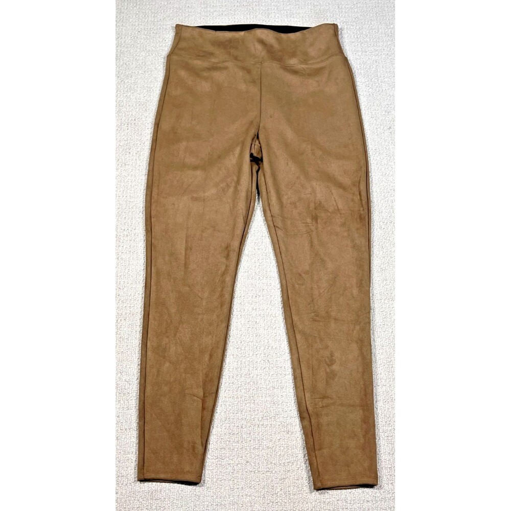 Assets Spanx Faux Suede Leggings Camel Brown High Waisted Size 1X Slimming